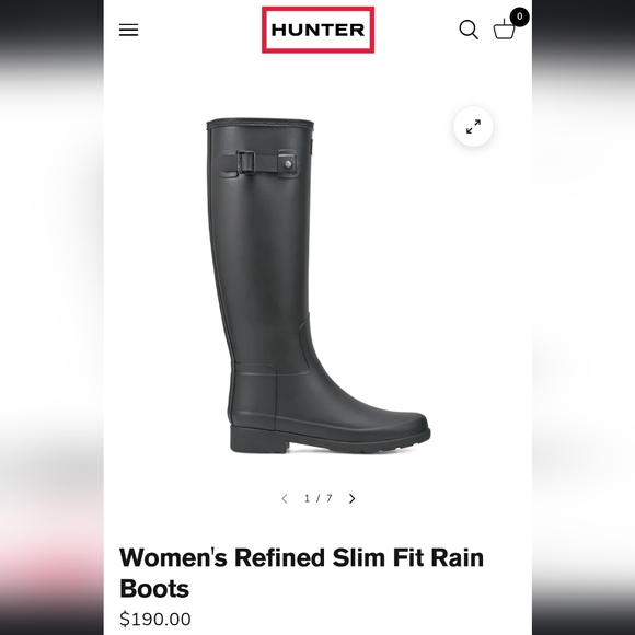 Hunter Womens Refined Slim Fit Rubber Mid-Calf Rain Boots Size 7 Muck Boots - Picture 14 of 14